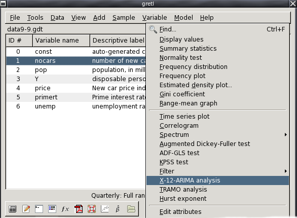 Variable menu